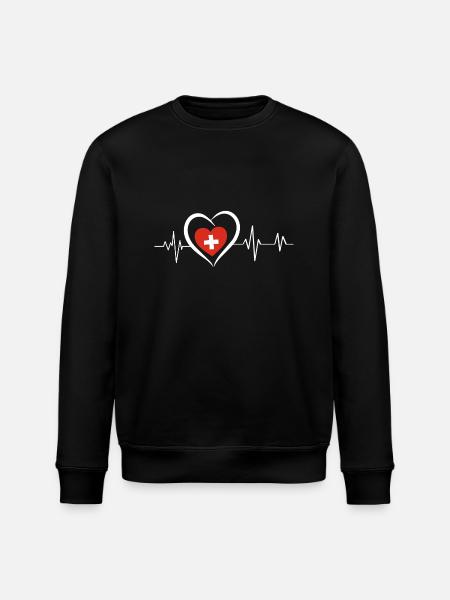 Schweizer Herzschlag - Stanley/Stella Unisex Bio-Sweatshirt ROLLER - Schwarz