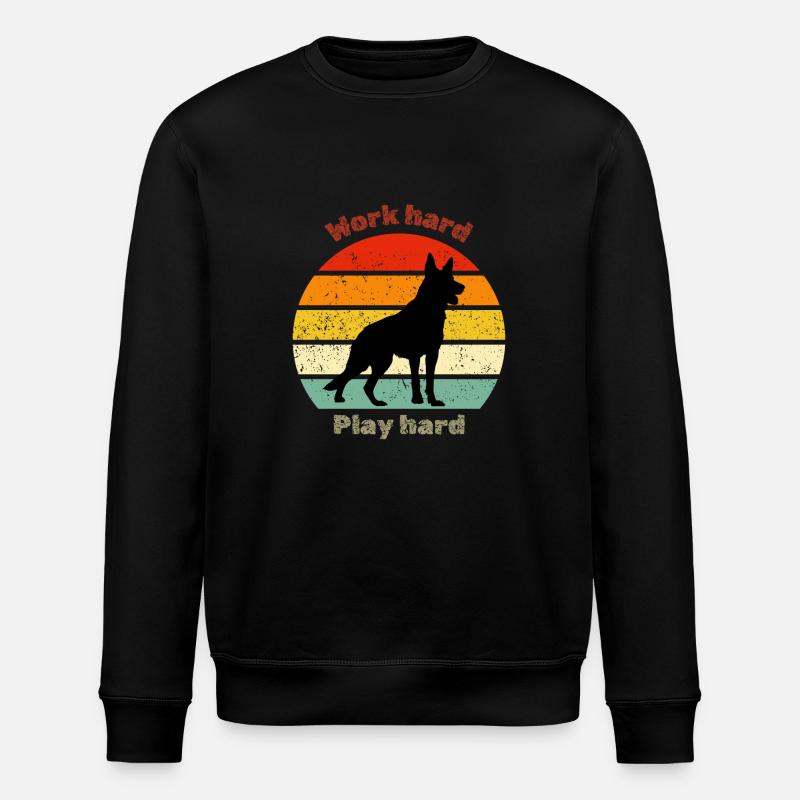 Retro German Shepherd - Stanley/Stella ROLLER Unisex Organic Sweatshirt - black