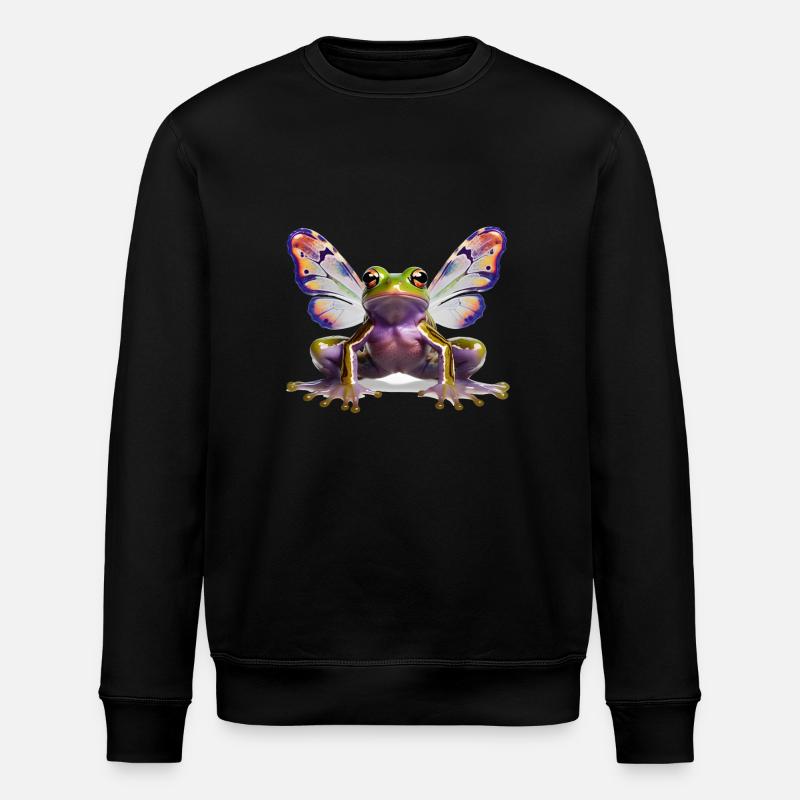 Psychedelic Goa Butterfly Frog - Stanley/Stella ROLLER Unisex Organic Sweatshirt - black
