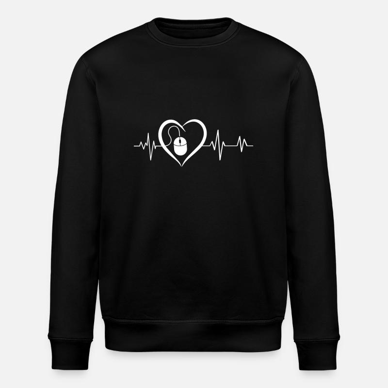 Heartbeat Computer Mouse - Stanley/Stella ROLLER Unisex Organic Sweatshirt - black