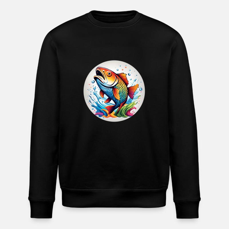 Fisch runder Batch - Stanley/Stella Unisex Bio-Sweatshirt ROLLER - Schwarz