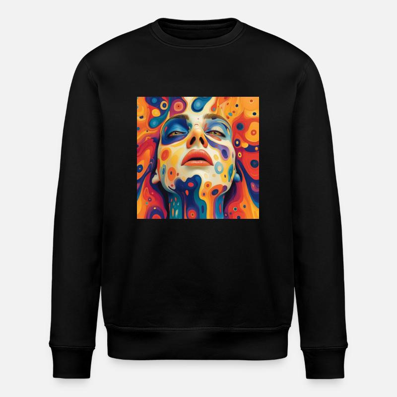 Psychodelisches Gesicht - Stanley/Stella Unisex Bio-Sweatshirt ROLLER - Schwarz