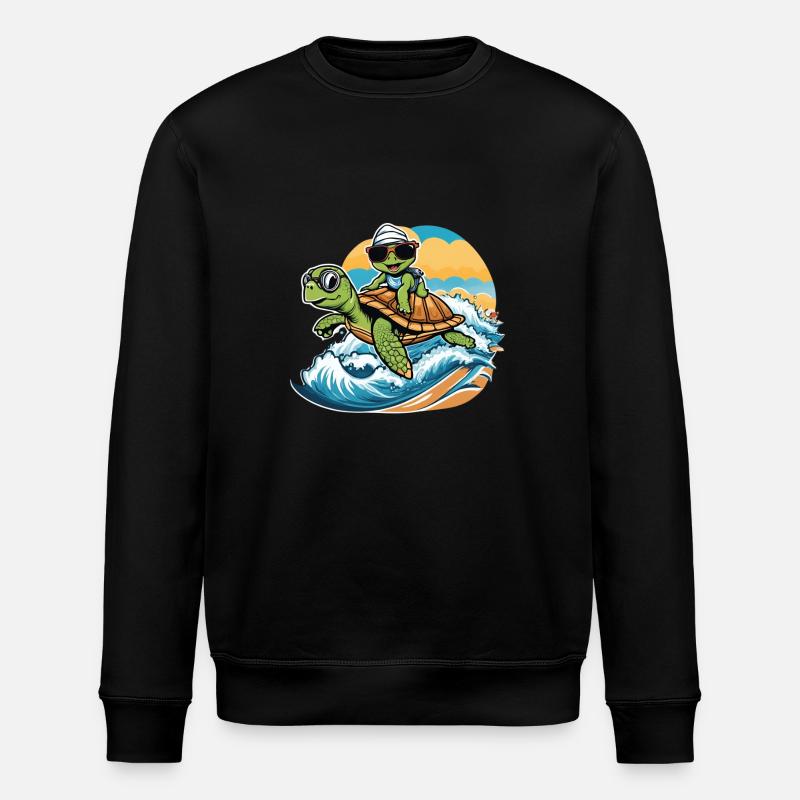 Surfer Turtle - Stanley/Stella ROLLER Unisex Organic Sweatshirt - black