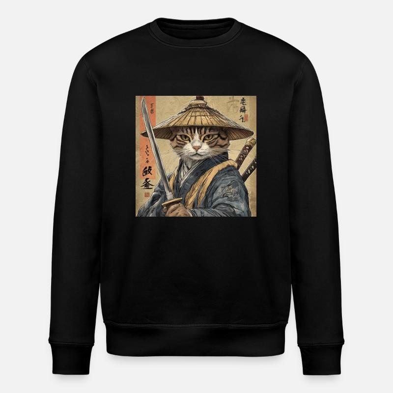 Chat Samouraï Japon Ukiyo-E - Sweat bio ROLLER Stanley/Stella Unisexe - noir