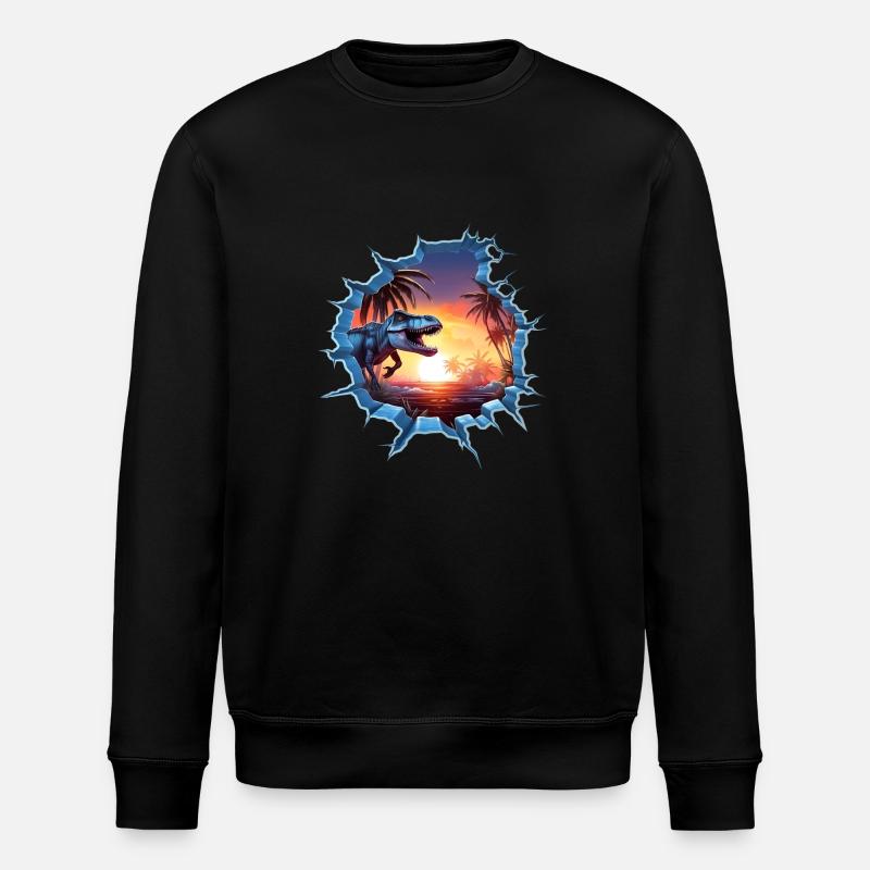 Dinosaurier T-Rex Aufkleber - Stanley/Stella Unisex Bio-Sweatshirt ROLLER - Schwarz