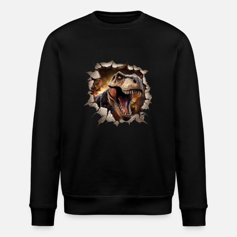 Dinosaur T-rex Sticker - Stanley/Stella ROLLER Unisex Organic Sweatshirt - black