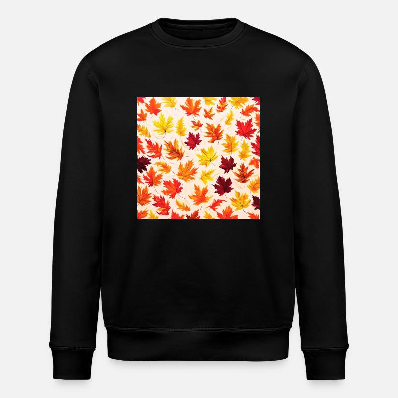 Herbstlaub-Muster - Stanley/Stella Unisex Bio-Sweatshirt ROLLER - Schwarz