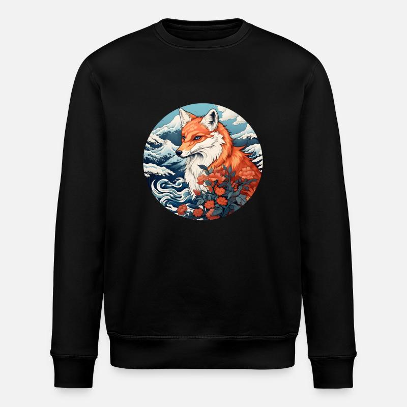 Fuchswelle Ukiyo-e Hokusai - Stanley/Stella Unisex Bio-Sweatshirt ROLLER - Schwarz