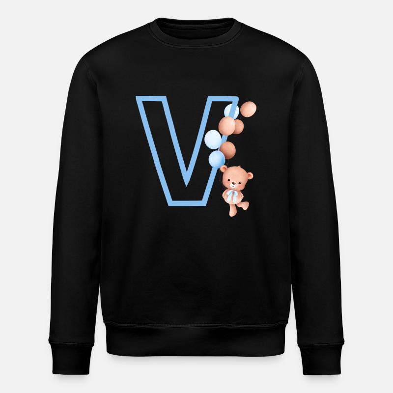 Lettre v bleue ours - Sweat bio ROLLER Stanley/Stella Unisexe - noir