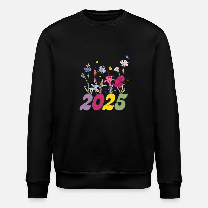 Birth year 2025 wildflowers - Stanley/Stella ROLLER Unisex Organic Sweatshirt - black