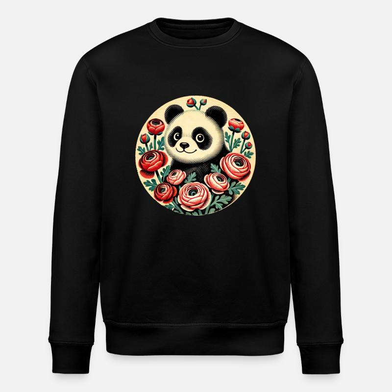Cute Panda - Stanley/Stella ROLLER Unisex Organic Sweatshirt - black