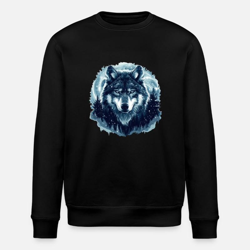 Wolf Winter Forest - Stanley/Stella ROLLER Unisex Organic Sweatshirt - black
