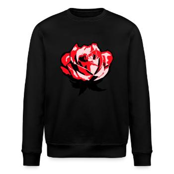 Hübsche Schöne Rose Blüte Blatt Röschen Romantisch - Stanley/Stella Unisex Bio-Sweatshirt ROLLER - Schwarz - Vorne - Nik (191cm)