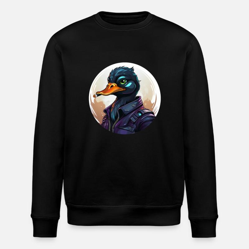 Duck with cigar - Stanley/Stella ROLLER Unisex Organic Sweatshirt - black