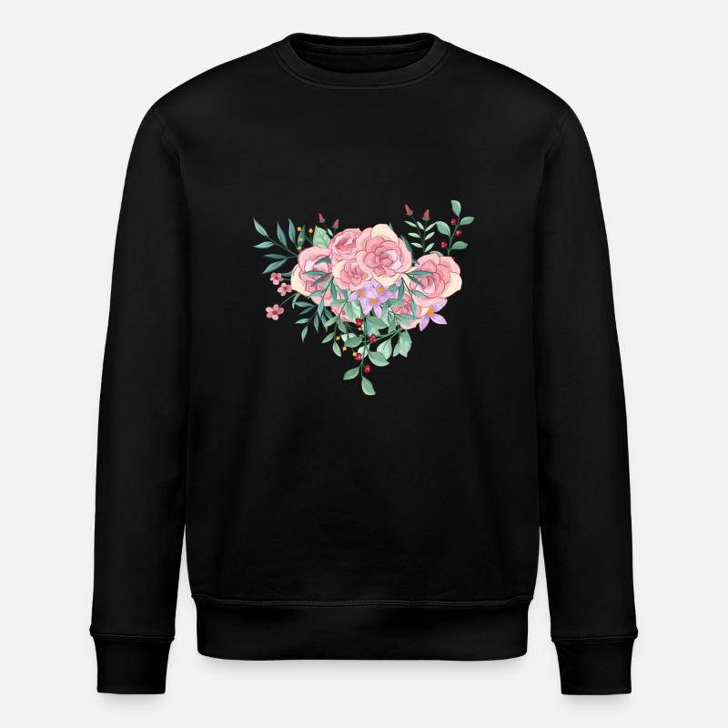 Rosa Aquarell Wildblumenstrauß - Stanley/Stella Unisex Bio-Sweatshirt ROLLER - Schwarz