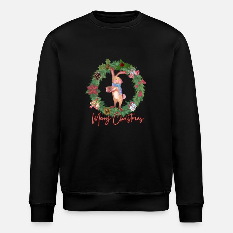 Merry Christmas Rabbit - Stanley/Stella Unisex Bio-Sweatshirt ROLLER - Schwarz