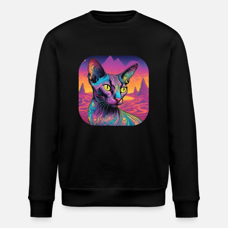 Psychedelische Katze - Stanley/Stella Unisex Bio-Sweatshirt ROLLER - Schwarz