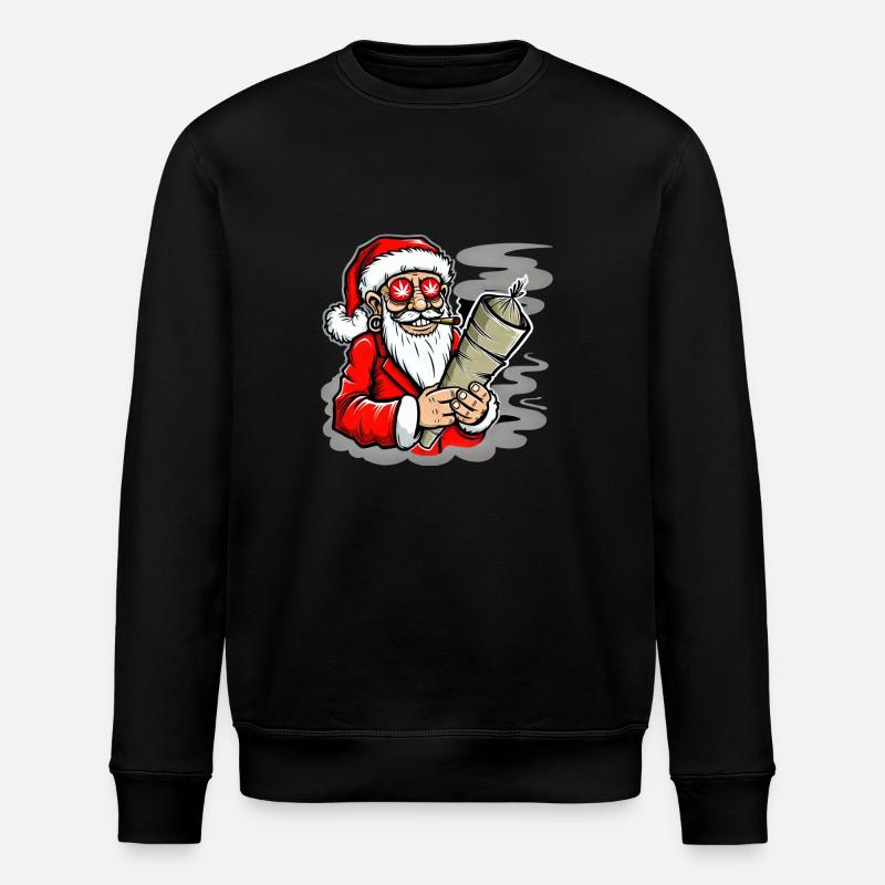 Kiffender Weihnachtsmann Hanf - Stanley/Stella Unisex Bio-Sweatshirt ROLLER - Schwarz