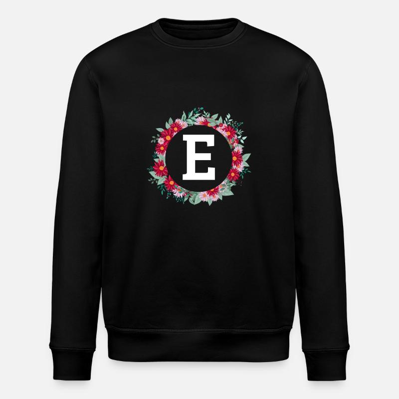 Buchstabe e Blumenkranz - Stanley/Stella Unisex Bio-Sweatshirt ROLLER - Schwarz