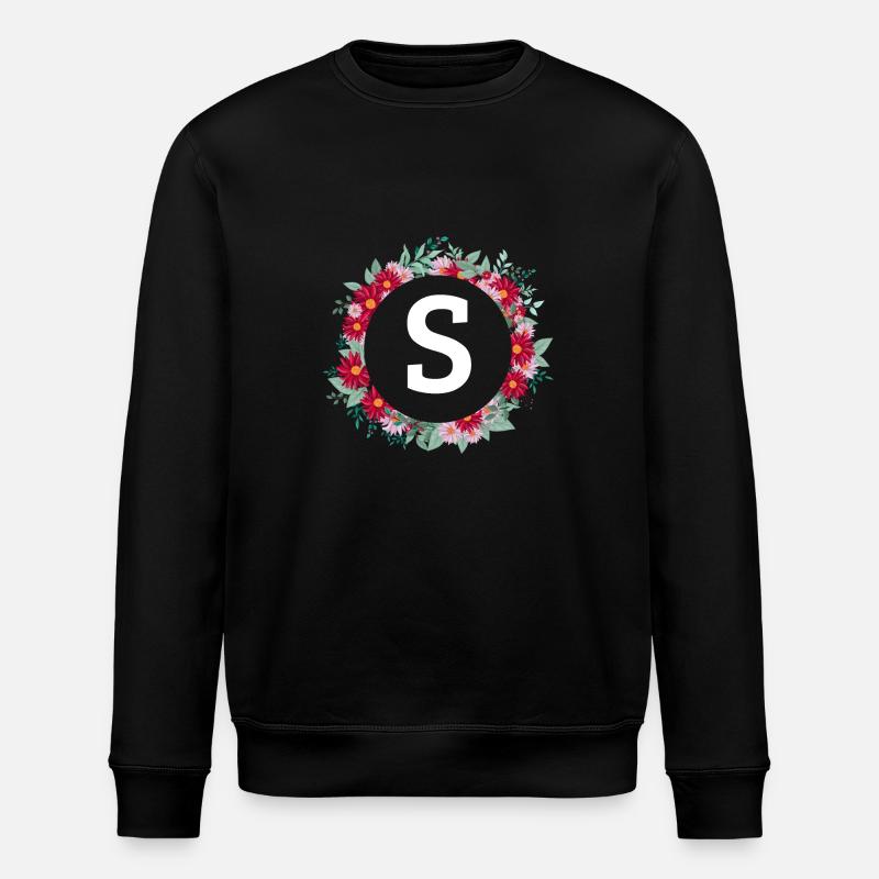 Blumenkrone des Buchstabens - Stanley/Stella Unisex Bio-Sweatshirt ROLLER - Schwarz