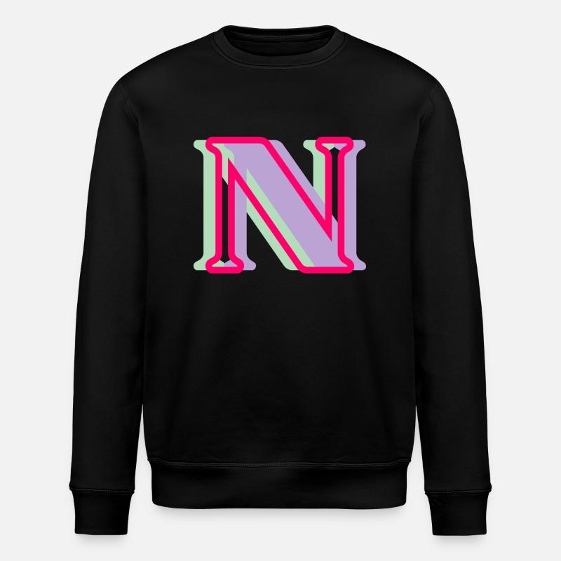 Mehrfarbiger Buchstabe n - Stanley/Stella Unisex Bio-Sweatshirt ROLLER - Schwarz