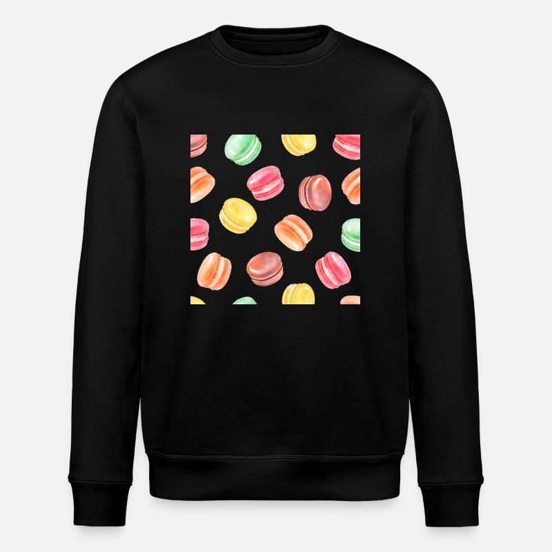 Bunte Macarons Muster - Stanley/Stella Unisex Bio-Sweatshirt ROLLER - Schwarz
