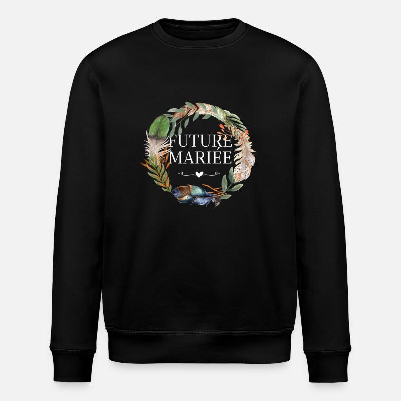 Bride-to-be crown boho flowers - Stanley/Stella ROLLER Unisex Organic Sweatshirt - black