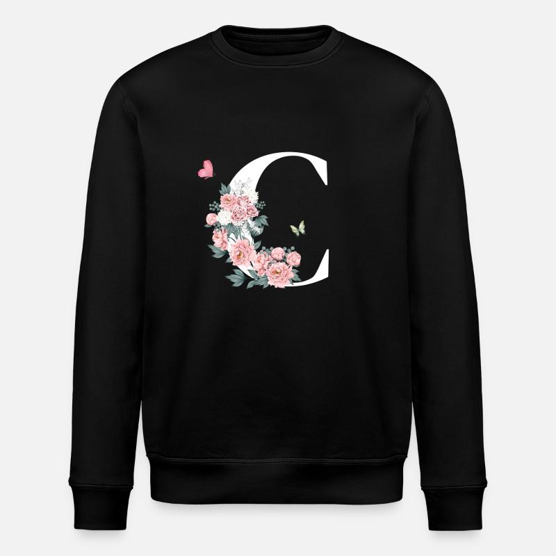 Lettre c fleurs rose - Sweat bio ROLLER Stanley/Stella Unisexe - noir