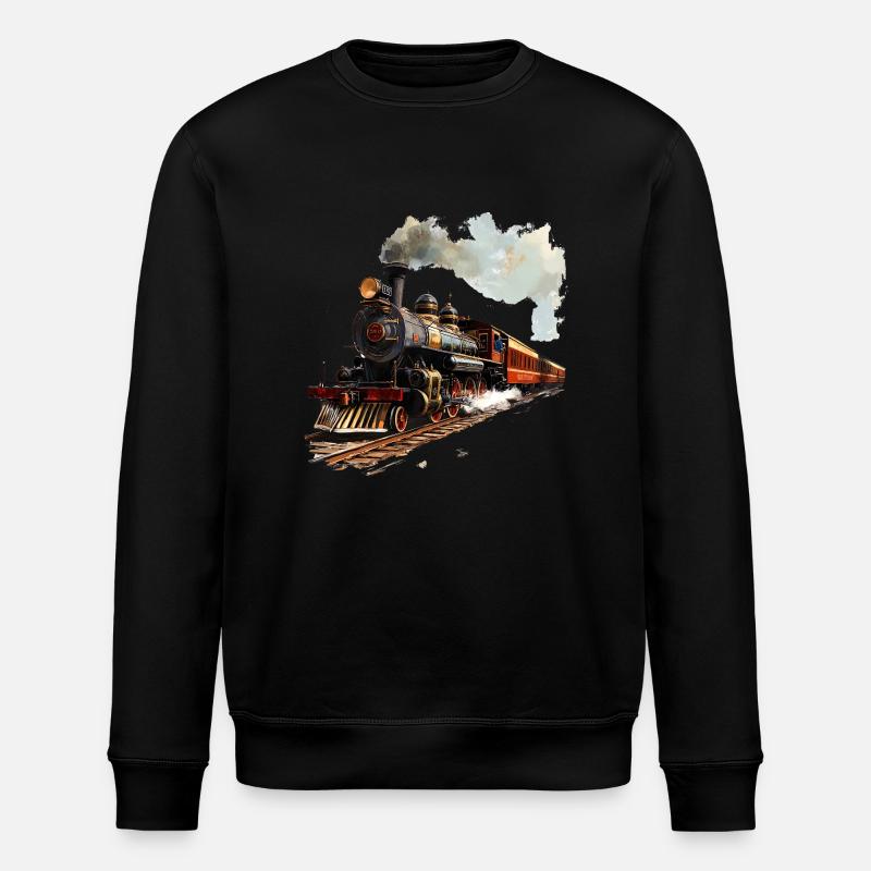 Dampflokomotiven wecken Kindheitserinnerungen - Stanley/Stella Unisex Bio-Sweatshirt ROLLER - Schwarz