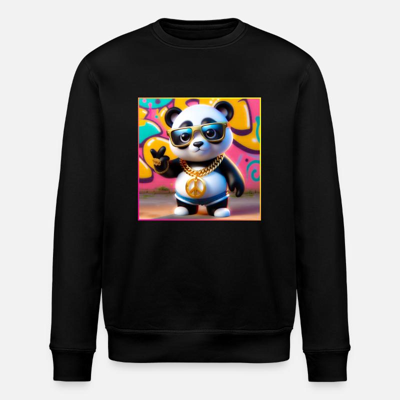 Cool Panda - Stanley/Stella ROLLER Unisex Organic Sweatshirt - black