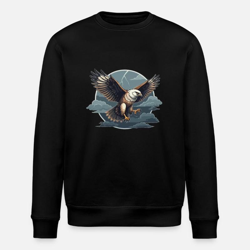 Goshawk and storm clouds - Stanley/Stella ROLLER Unisex Organic Sweatshirt - black