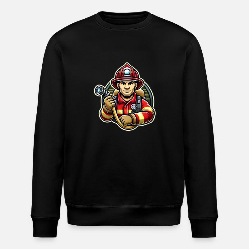 Firefighter with Axe – Heroic - Stanley/Stella ROLLER Unisex Organic Sweatshirt - black