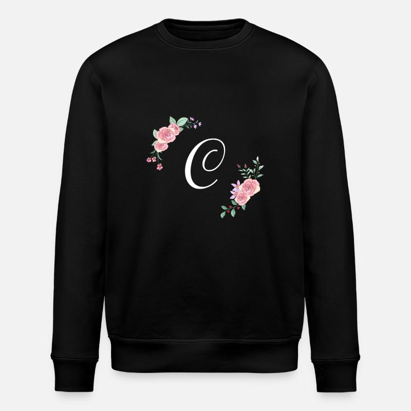 Rosa Blumenbuchstabe c - Stanley/Stella Unisex Bio-Sweatshirt ROLLER - Schwarz