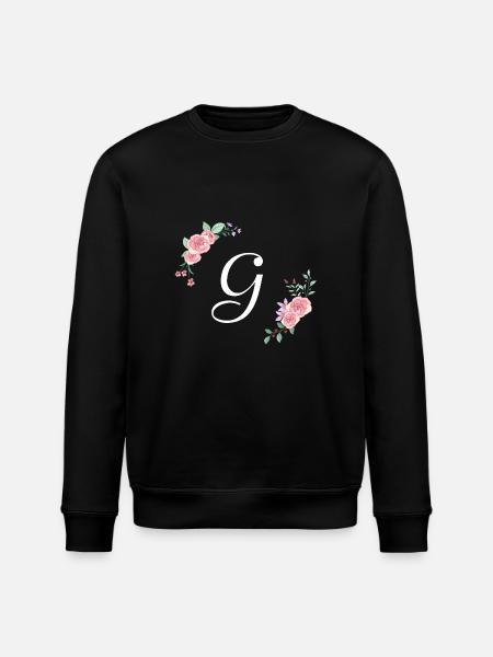 Pink floral letter g - Stanley/Stella ROLLER Unisex Organic Sweatshirt - black