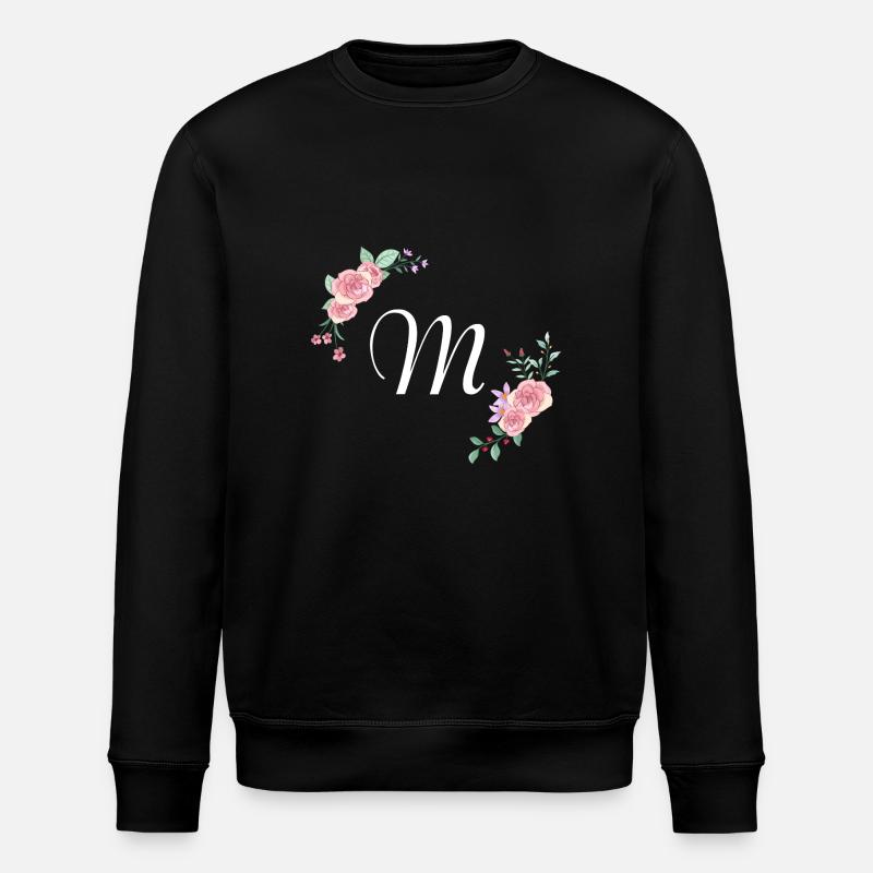 Lettre m florale rose - Sweat bio ROLLER Stanley/Stella Unisexe - noir