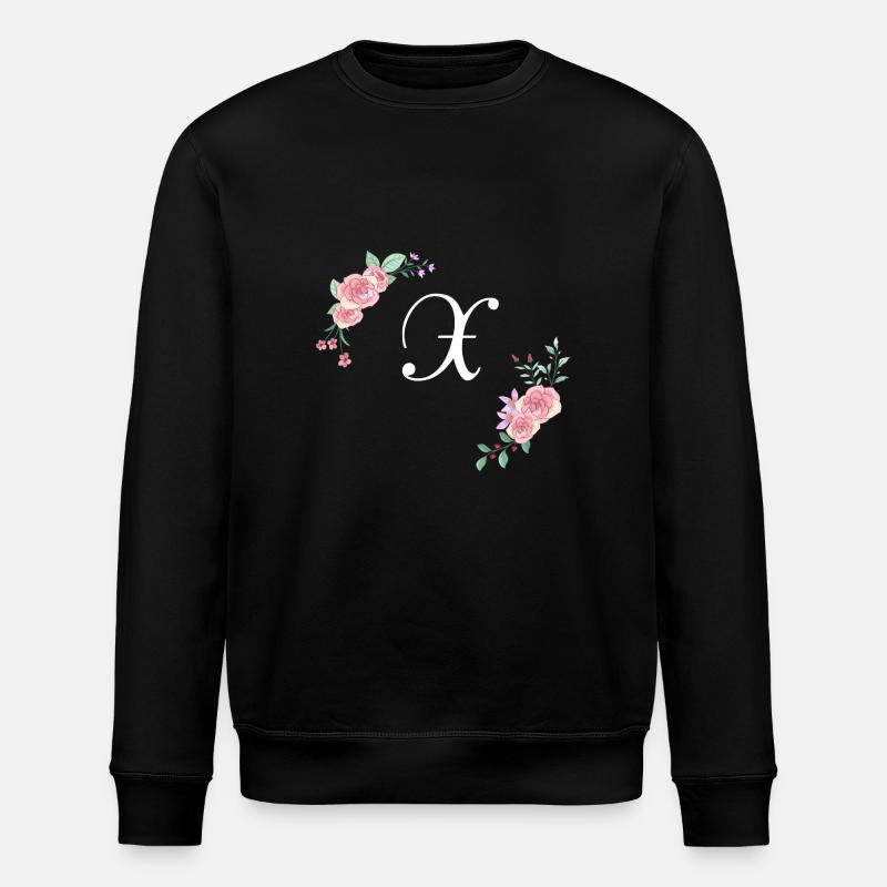 Rosa Blumenbuchstabe x - Stanley/Stella Unisex Bio-Sweatshirt ROLLER - Schwarz
