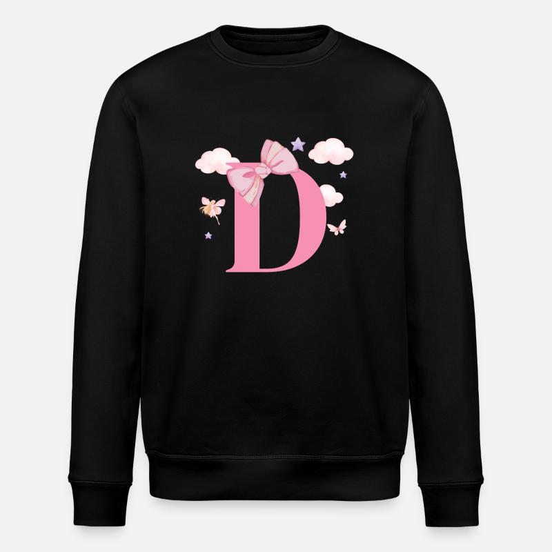 Pink Letter D Clouds - Stanley/Stella ROLLER Unisex Organic Sweatshirt - black