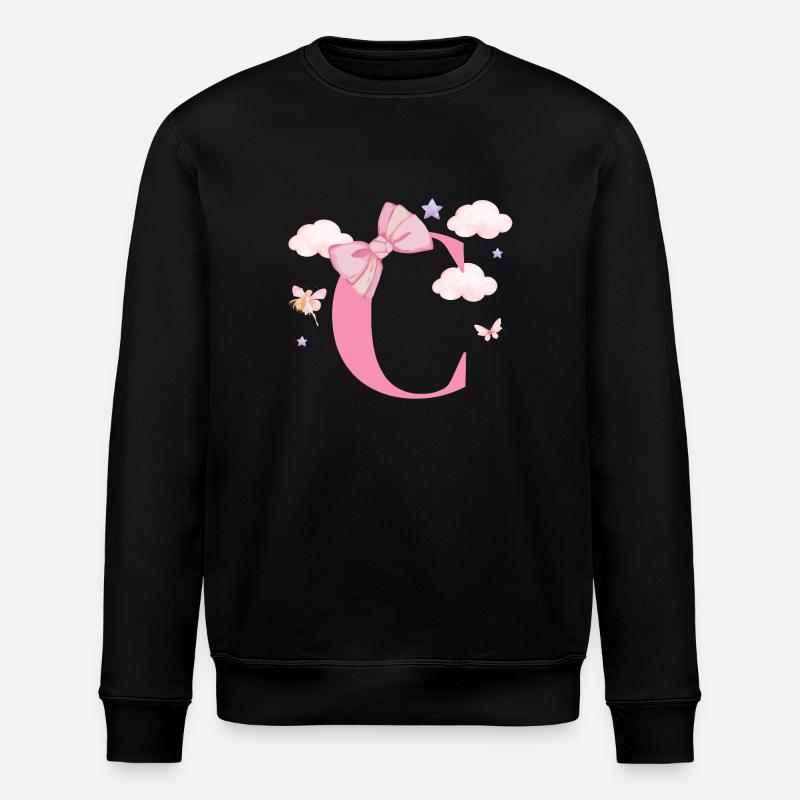 Letter c pink clouds - Stanley/Stella ROLLER Unisex Organic Sweatshirt - black