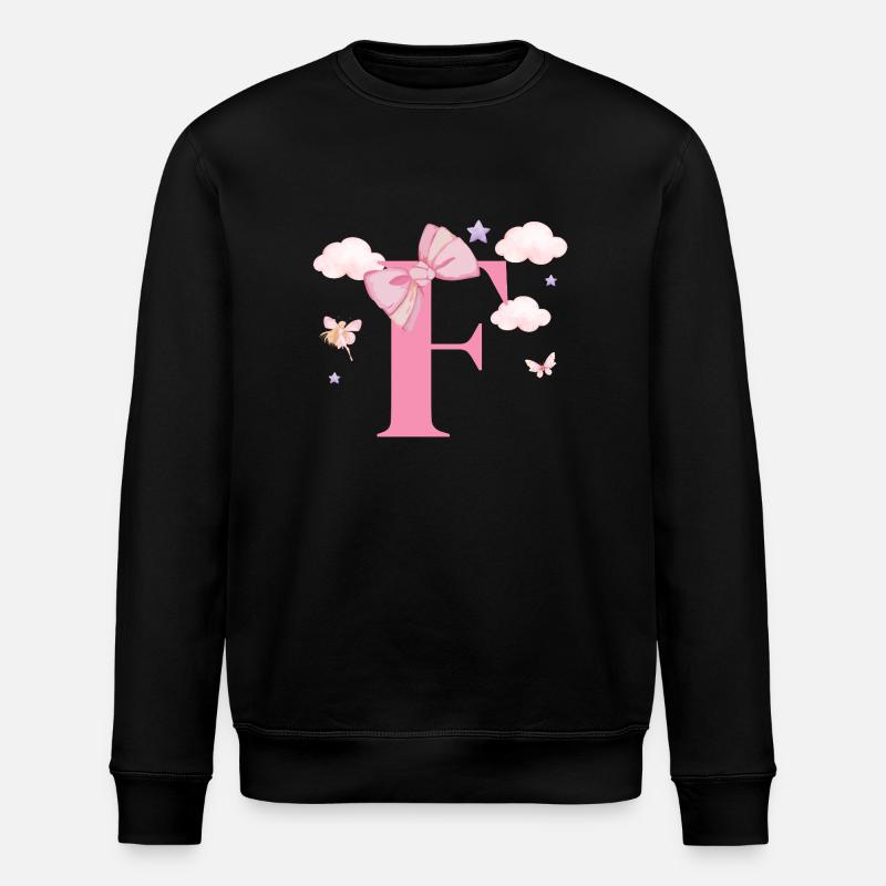 Letter f pink clouds - Stanley/Stella ROLLER Unisex Organic Sweatshirt - black