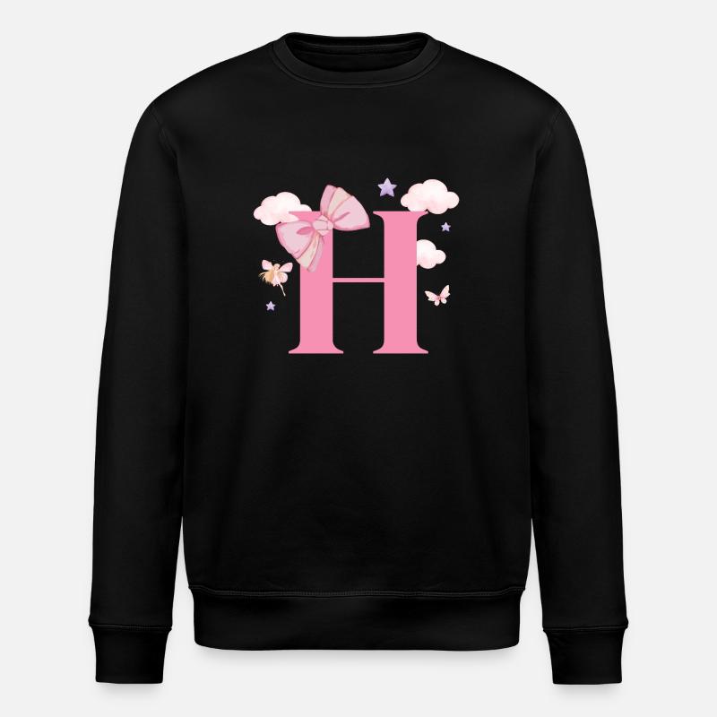 Lettre h rose nuages - Sweat bio ROLLER Stanley/Stella Unisexe - noir