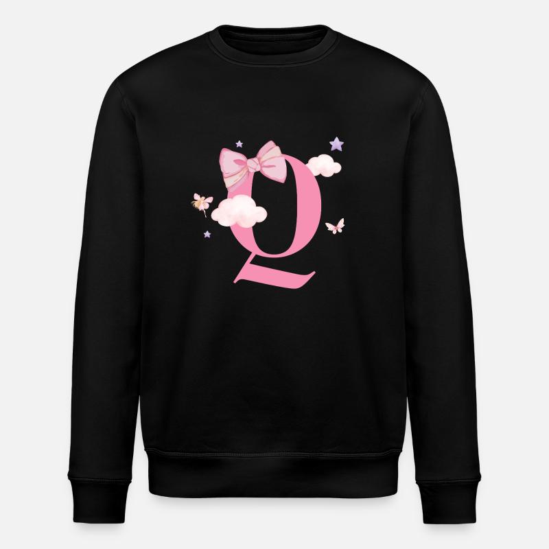 Letter Q Pink Clouds - Stanley/Stella ROLLER Unisex Organic Sweatshirt - black