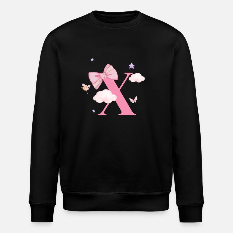 Letter x Pink Clouds - Stanley/Stella ROLLER Unisex Organic Sweatshirt - black