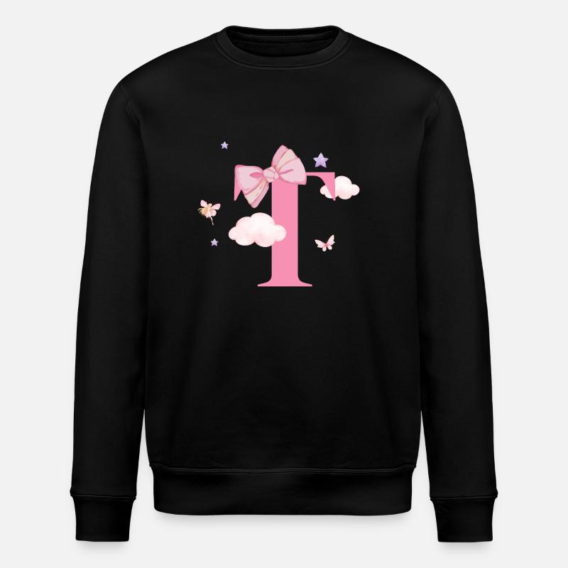Letter t Pink Clouds - Stanley/Stella ROLLER Unisex Organic Sweatshirt - black