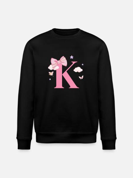 Letter k pink clouds - Stanley/Stella ROLLER Unisex Organic Sweatshirt - black