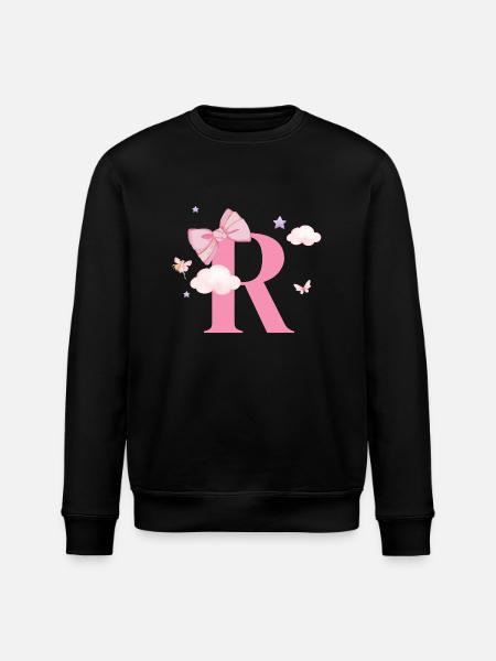 Letter r pink clouds - Stanley/Stella ROLLER Unisex Organic Sweatshirt - black