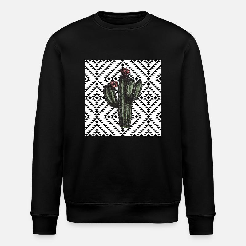 Cactus Geometric Pattern Design - Stanley/Stella ROLLER Unisex Organic Sweatshirt - black