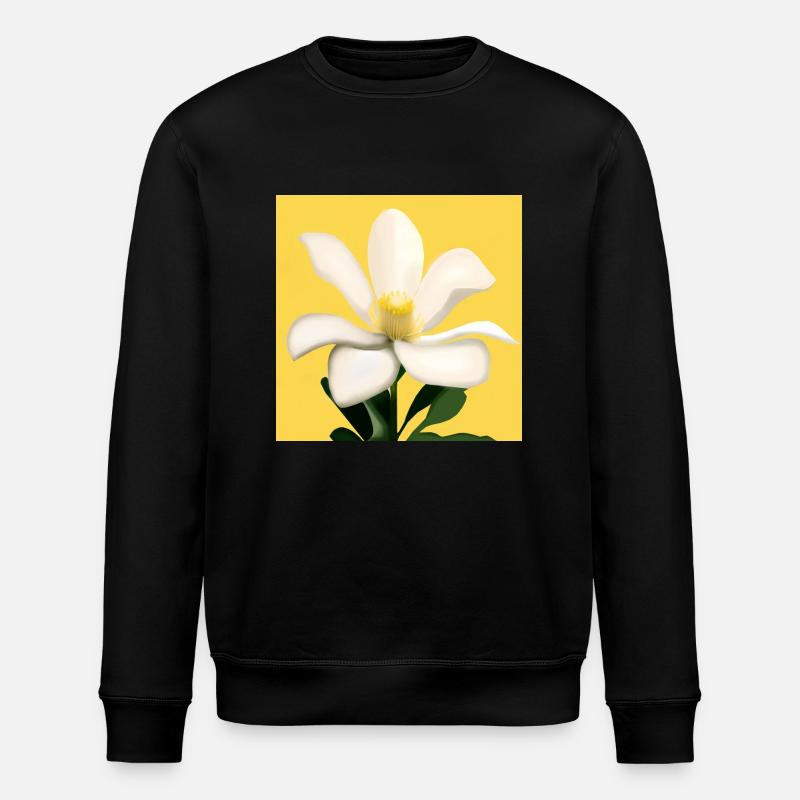 An Impressive White Flower - Stanley/Stella ROLLER Unisex Organic Sweatshirt - black