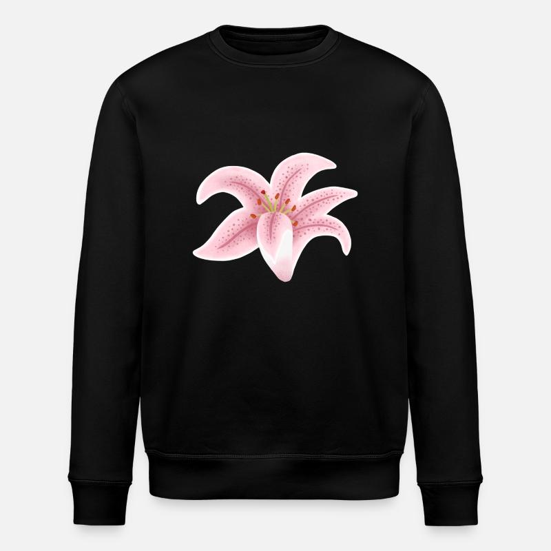 Rosa Lilienblüte - Stanley/Stella Unisex Bio-Sweatshirt ROLLER - Schwarz