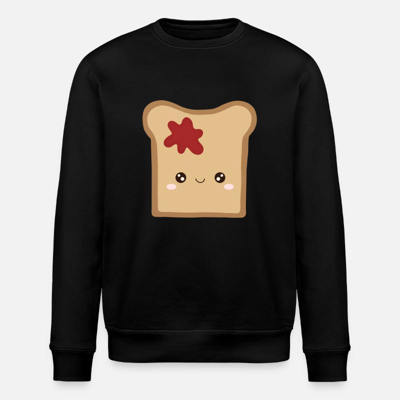 kawaii toast with jam - Stanley/Stella ROLLER Unisex Organic Sweatshirt - black