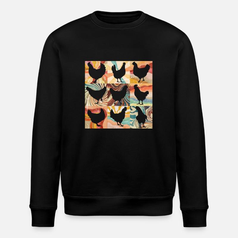 Blumen Retro Huhn - Stanley/Stella Unisex Bio-Sweatshirt ROLLER - Schwarz
